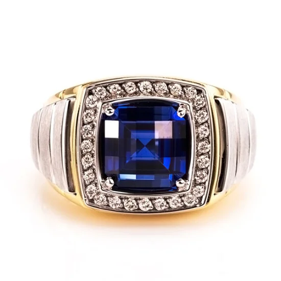 Mens sapphire on sale diamond ring